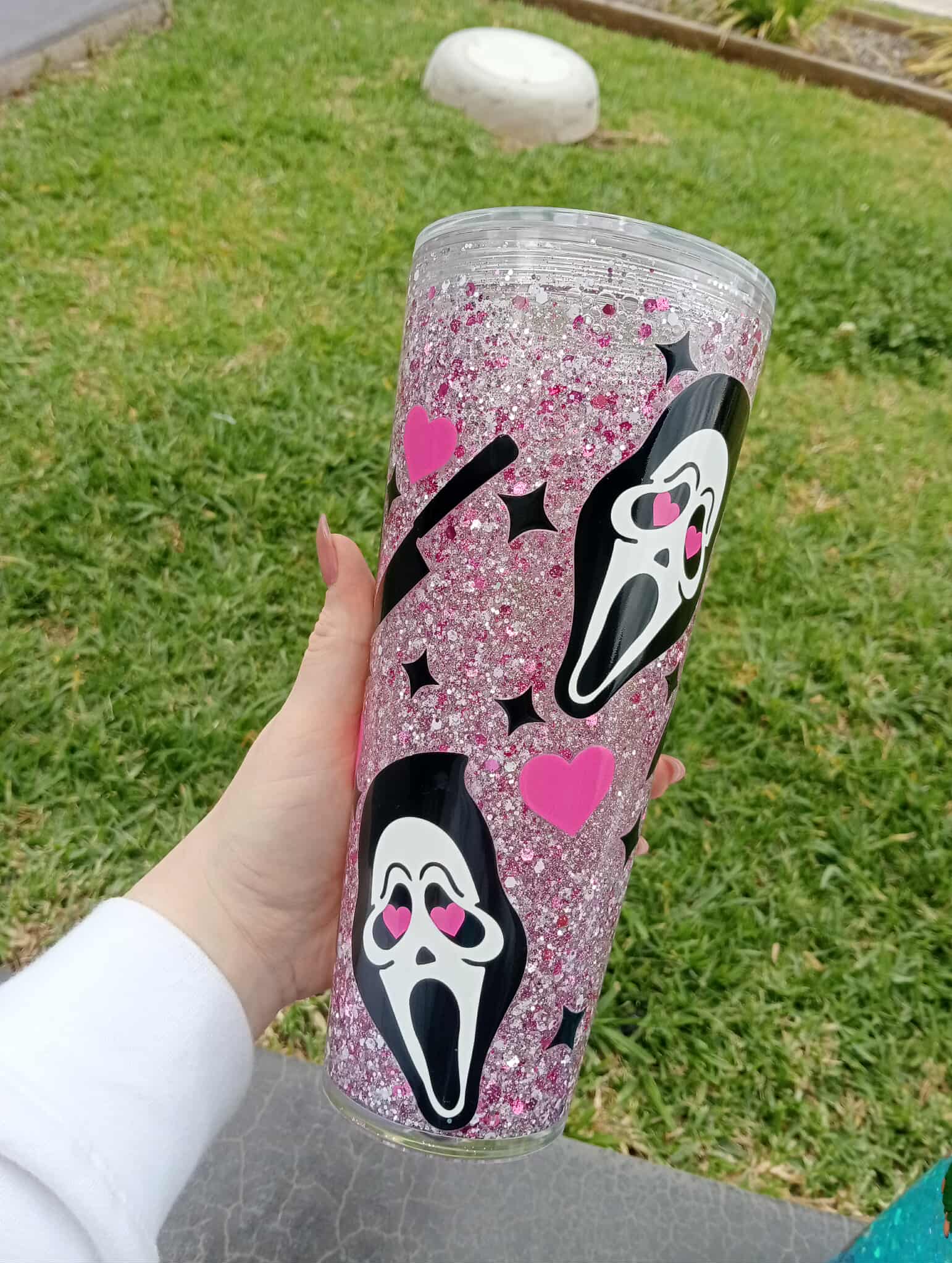 Pink Glitter Scream Tumbler